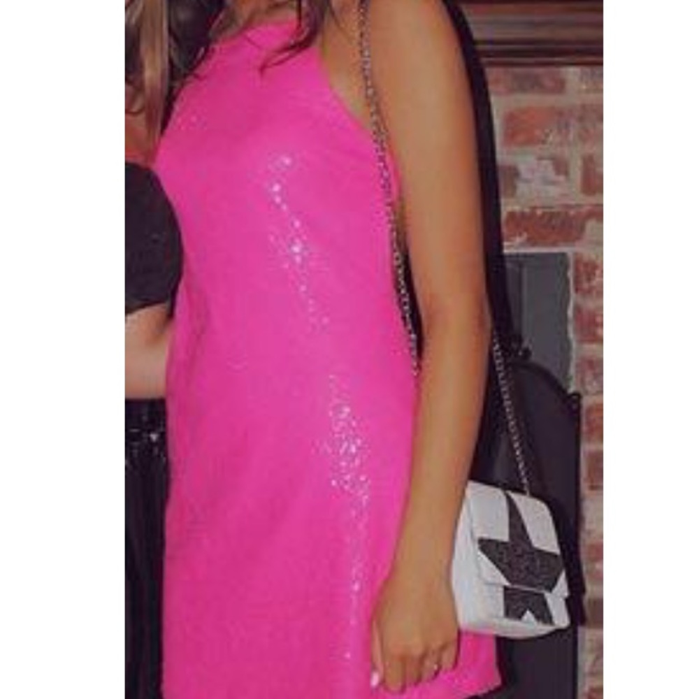 formal pink sequin dress